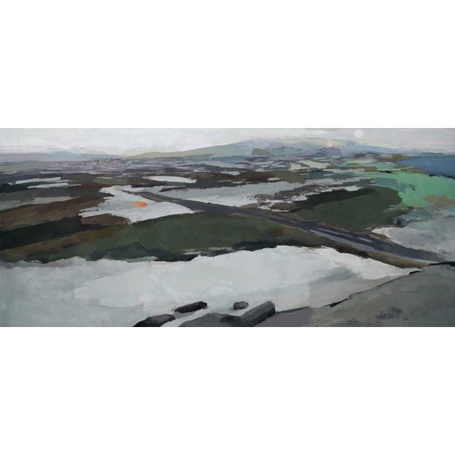 Spectre by Shelli Langdale | Oil on gallery canvas Abstract landscape with muted colors and a road. For Sale