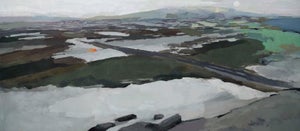 Spectre by Shelli Langdale | Oil on gallery canvas Abstract landscape with muted colors and a road.