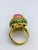 Art Deco Bochic “Orient” Natural Emerald & Ruby Ring Set In 18K Yellow Solid Gold For Sale - Image 3 of 12