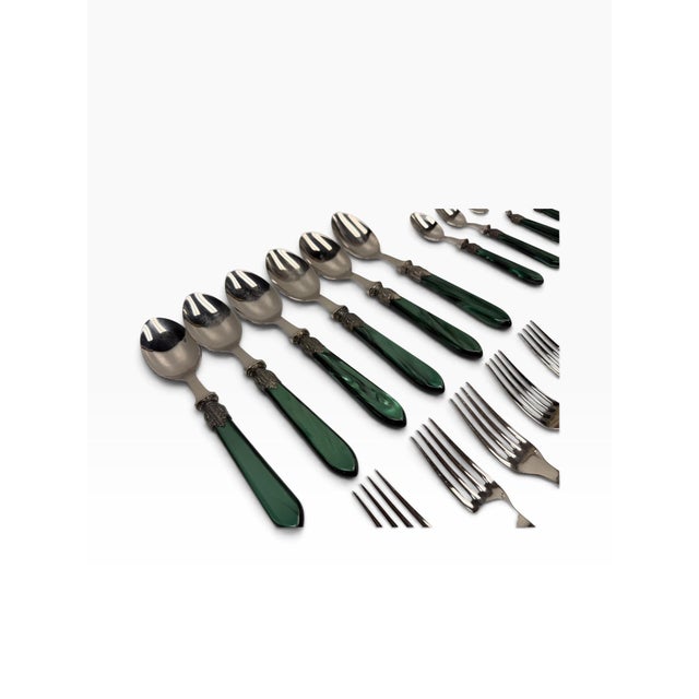 Baroque Vintage Jean Couzon "Galaxy-Green" Flatware Set - 29 Pieces For Sale - Image 3 of 9
