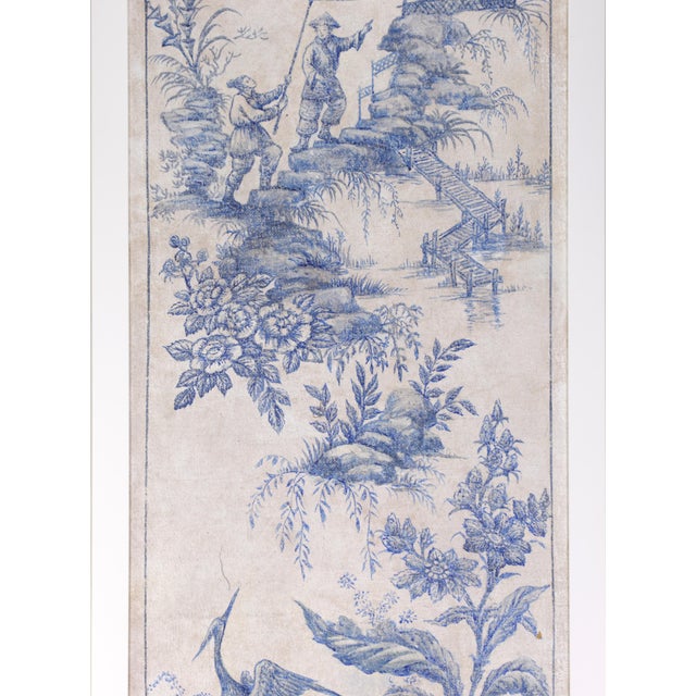 A Set of Vintage-Style Blue-and-White French Chinoiserie Four-Panel Hanging scrolls.Framed. For Sale - Image 12 of 16