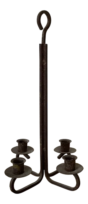 American Modernist Patinated Wrought Iron Candelbra