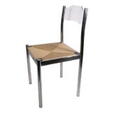 Mod Lucite Chrome and Rush Side Chair Circa 1970's For Sale