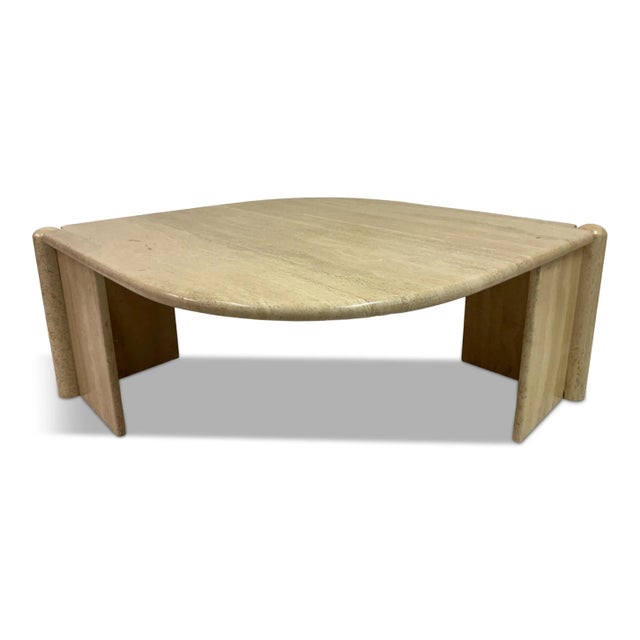 Eye-Shaped Travertine Coffee Table, 1980s For Sale - Image 14 of 14