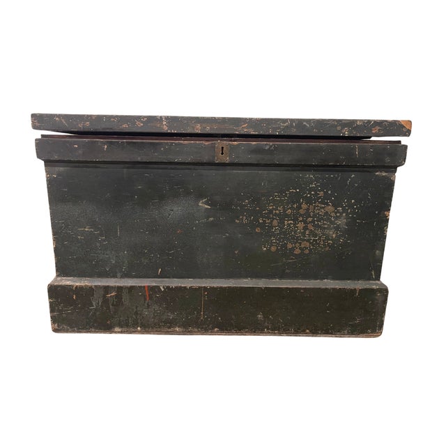 Early 20th Century Early 20th Century Original Hand Painted Cabinet Maker Trunk + Antique Tools For Sale - Image 5 of 10