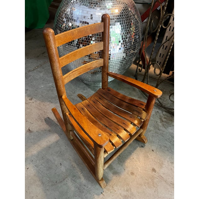 1970s Petite Children’s Wooden Vintage Rocking Chair For Sale - Image 5 of 5