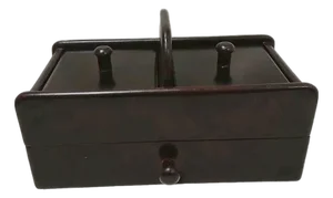 The Bombay Company Wood Sewing Box Jewelry Organizer Desk Drawer Top Handle Vintage