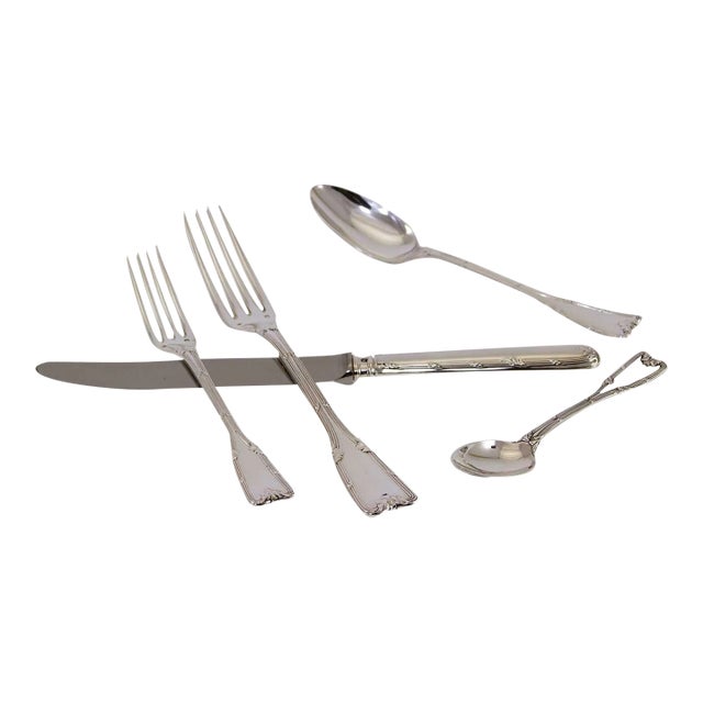 1990s Châteaudun Sterling Silver Hand-Crafted 5-Piece Flatware Place-Setting For Sale
