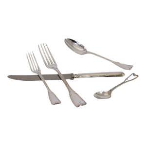 1990s Châteaudun Sterling Silver Hand-Crafted 5-Piece Flatware Place-Setting