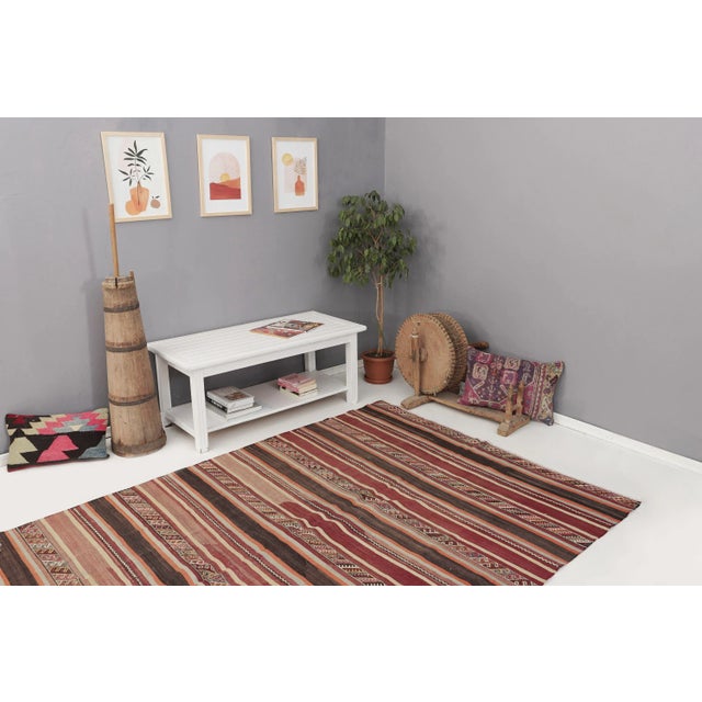 Striped Vintage Turkish Kilim Rug For Sale In Los Angeles - Image 6 of 7