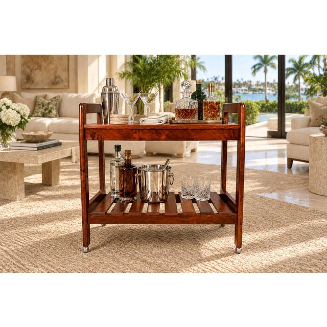 This Brazilian modern bar cart from the 1960s combines architectural clarity with the warmth and expressive character of...
