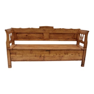 Pine and Oak Storage Bench or Settle, Hungary, Circa 1880 For Sale