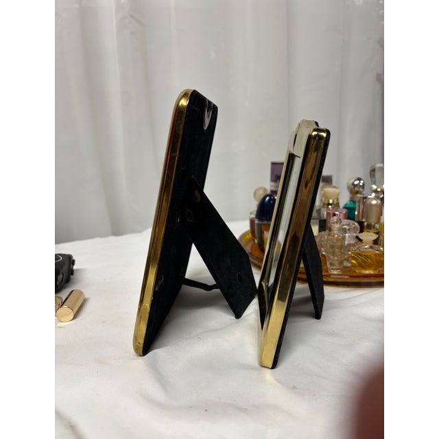 1980s Pair Vintage Brass Table Top Picture Frames For Sale - Image 5 of 5