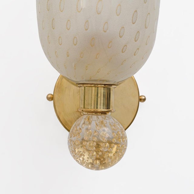 Murano Pulegoso Glass and Brass Wall Sconces, Italy, 2000, Set of 2 For Sale - Image 6 of 9