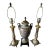 Vintage French Renaissance Rococo Table Lamps & Longwy-Style Ceramic Urn - Set of 3 For Sale