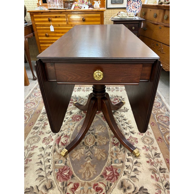 1940s Antique American Federal Period Mahogany One Drawer Drop Leaf ...