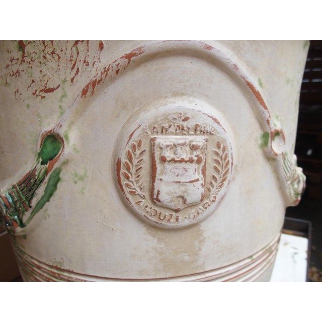 Cream Pair of Distressed Handmade French Anduze Pots in Traditional Finish For Sale - Image 8 of 16