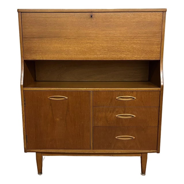 Jentique Vintage Teak Secretary Desk For Sale