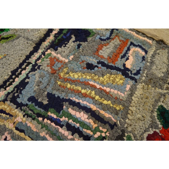 1930s Multicolor Floral Folk Art Antique American Hooked Rug 2'3" X 17'8" Handknotted Wool Carpet For Sale - Image 4 of 6