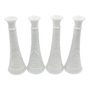 Vintage Farmhouse White Milk Glass Vases (4)