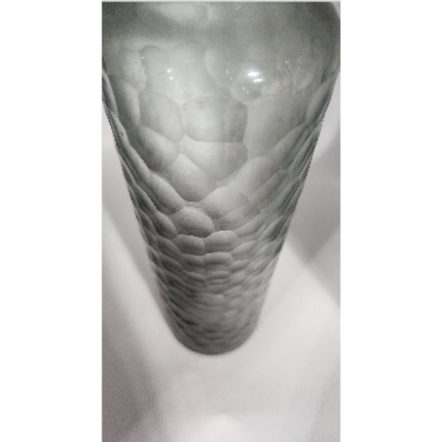 Sophisticated, Gorgeous Gray Acid Cut Honeycomb Glass Vase For Sale - Image 4 of 5