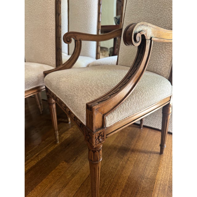 Six Carved French Dining Chairs Leopard Upholstery For Sale - Image 4 of 12