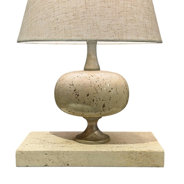 Stone French Art Deco Travertine Table Lamp For Sale - Image 7 of 11