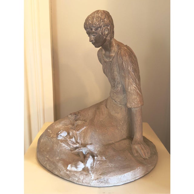 1979 David Fisher for Austin Productions ” Pensive Girl” Large Durastone Sculpture For Sale In Portland, ME - Image 6 of 10