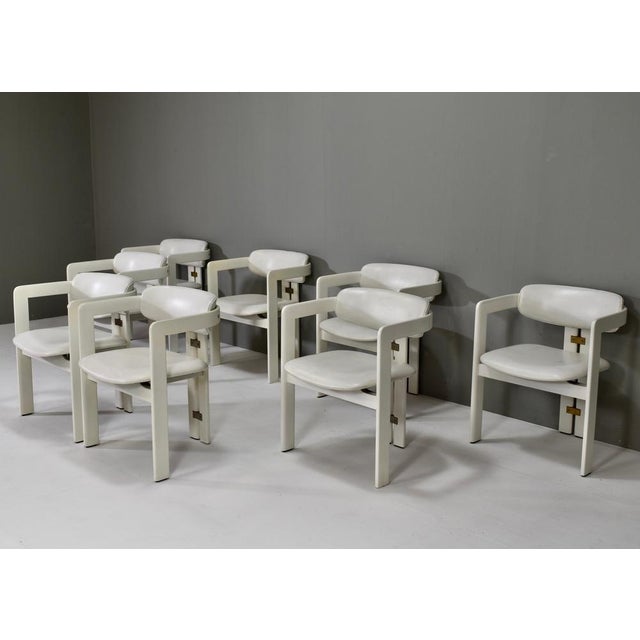 Pamplona Chairs in Leather attributed to Augusto Savini for Pozzi, Italy, 1965, Set of 8 For Sale - Image 4 of 18