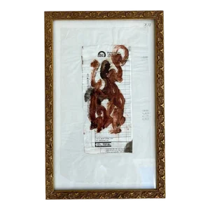 1980s Figurative Abstract Painting by Purvis Young, Framed
