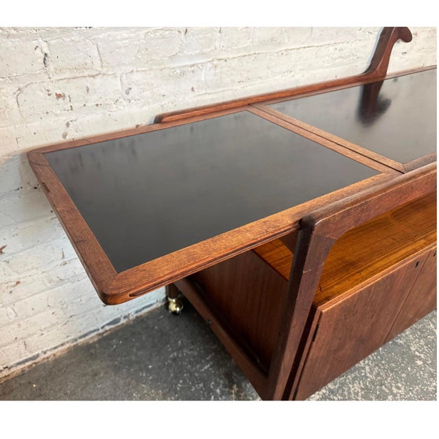 Mid 20th Century Mid 20th Century Danish Modern Extendable Teak Bar Cart by Falster Møbelfabrik, Attributed For Sale - Image 5 of 14