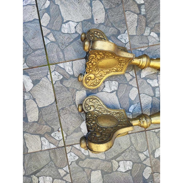 Brown Art Nouveau Brass Candleholders, 1890s, Set of 2 For Sale - Image 8 of 9
