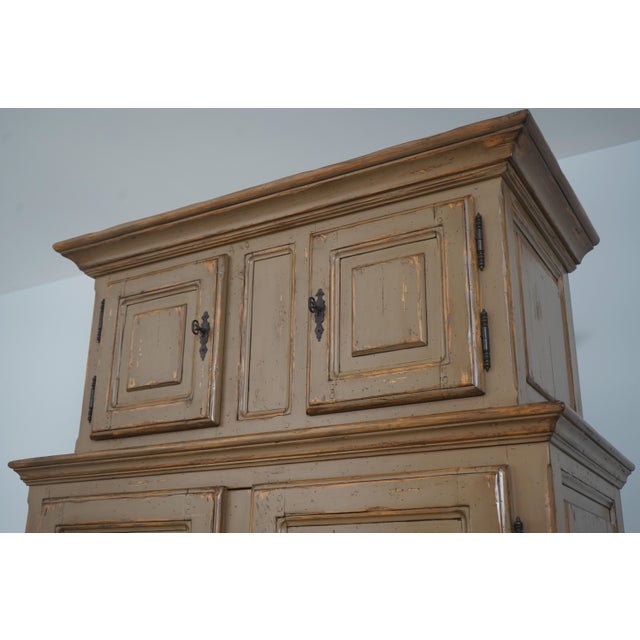 Woodland Large Country Distressed Painted Cabinet For Sale - Image 9 of 17
