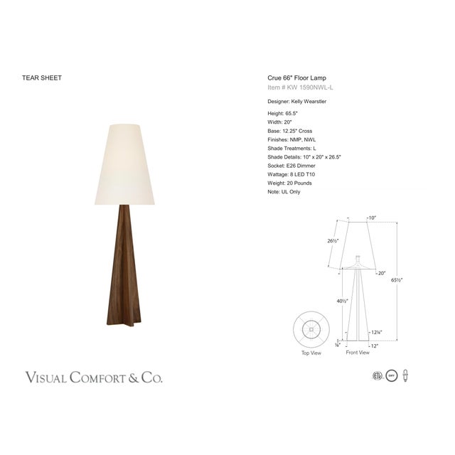 Kelly Wearstler by Visual Comfort Signature Crue 66" Floor Lamp in Natural Walnut with Linen Shade Designer: Kelly...