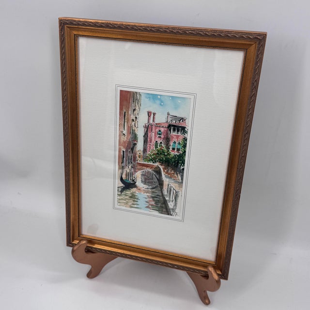 Original Signed Watercolor Venice Canal Scene European Cityscape Art For Sale In Tampa - Image 6 of 11