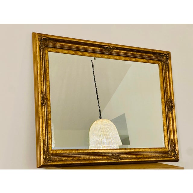 Gold Large Vintage Louis XVI Style Ornate Giltwood Wall Mirror For Sale - Image 8 of 10