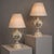 Regency Style, Urn Table Lamps, Porcelain, Painted Wood, France, 20th c. Pair of paint decorated porcelain lamps. Possible...