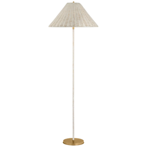 Marie Flanigan by Visual Comfort Signature Wimberley Medium Wrapped Floor Lamp in Soft Brass with White Wicker Shade