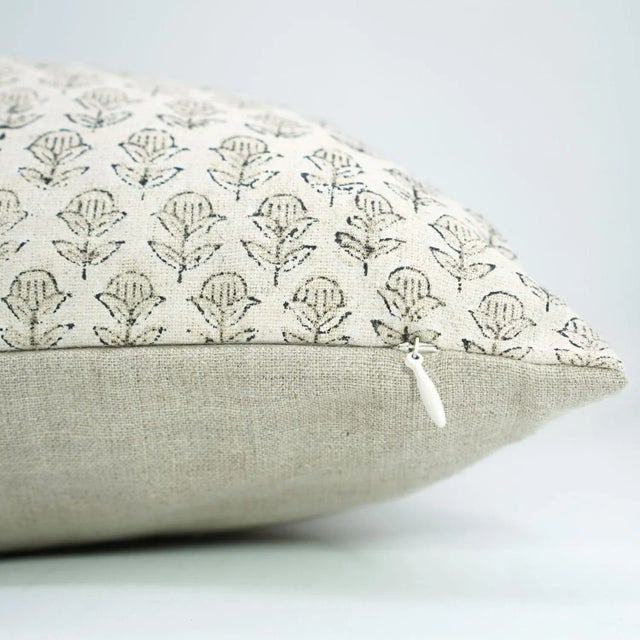 Rustic Floral Print Decoration Pure Linene Pillow Cover 12x20 Inches, Tarangani For Sale - Image 3 of 4