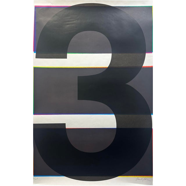 A 3 serigraph poster from American graphic designer Paula Scher's (born 1948) Numbers Series. Signed to the lower right...