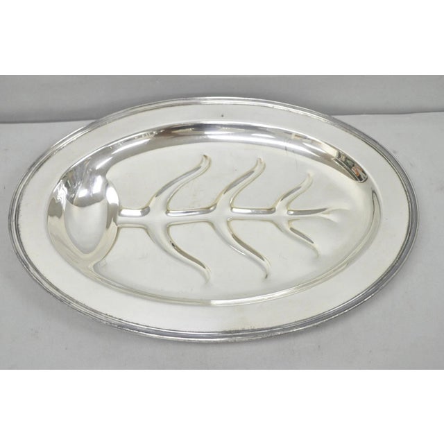 Vintage Crescent Regency Style Silver Plated Oval Cutlery Serving Platter Tray For Sale - Image 11 of 12