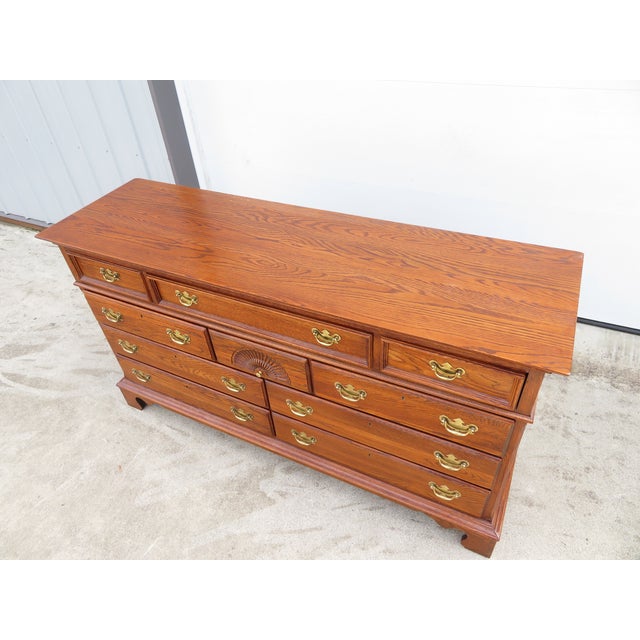Mid 20th Century Vintage 10 Drawer Lowboy Triple Dresser ~ Chippendale Style ~ Hollywood Regency Bedroom Furniture For Sale - Image 5 of 12
