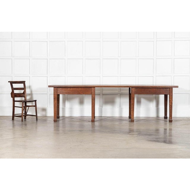English Monumental Oak Library Table, 1930s For Sale - Image 4 of 16