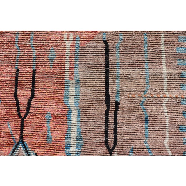 Modern Moroccan Rug With Abstract Design in Copper, Lt. Blue 8'3 X 11' For Sale - Image 9 of 12