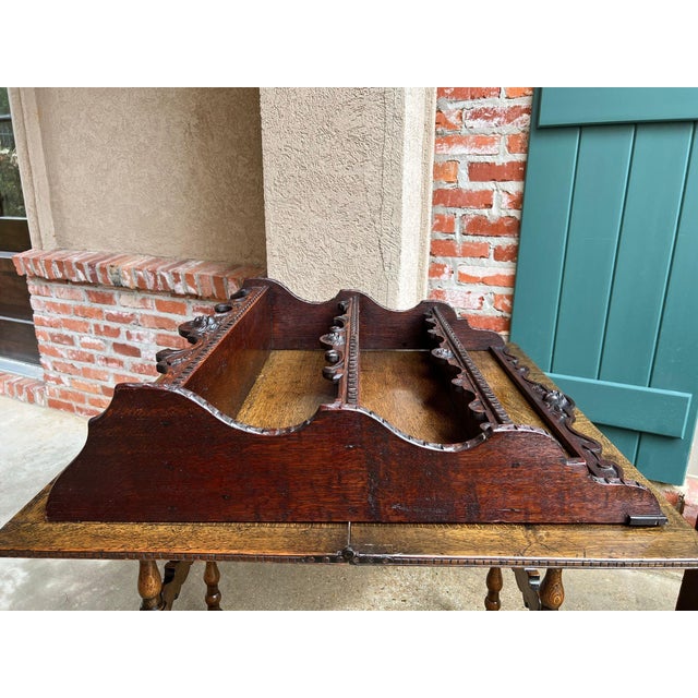 Antique English Gothic Revival Wall Shelf Carved Oak Hanging Display Rack C1880 For Sale - Image 10 of 18