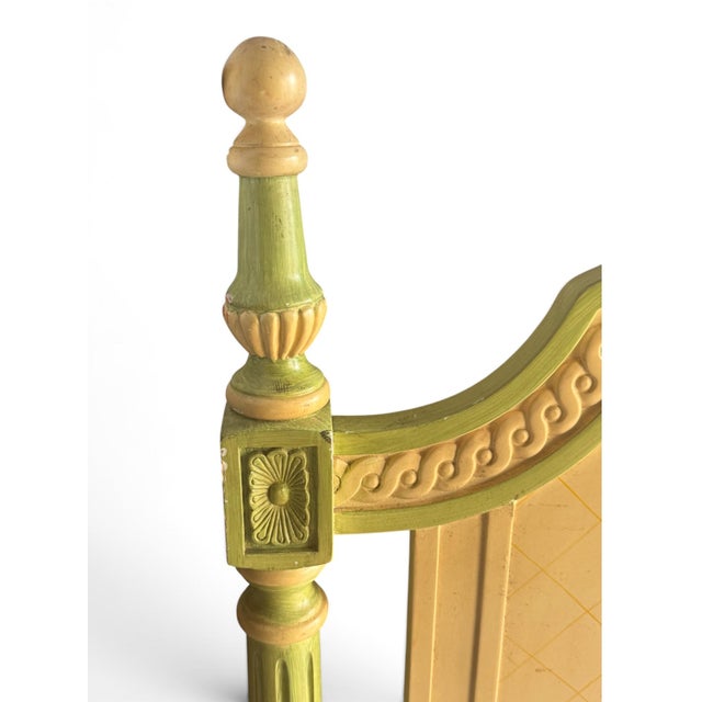 Vintage French Provincial Hand Painted Cottage Bed For Sale In Miami - Image 6 of 8