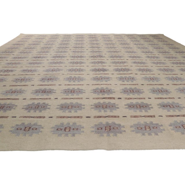 Mid-Century Modern Room Size Swedish Deco Style Kilim Rug, 14'05 X 15'00 For Sale - Image 3 of 9