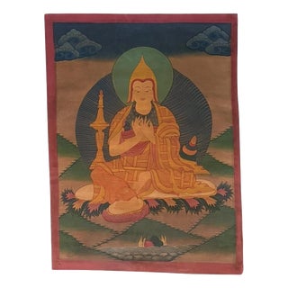 Thangka of Je Tsongkhapa, Paint on Cotton Canvas For Sale