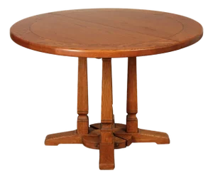 Romweber Round Viking Oak Expandable Dining Table With Four Leaves