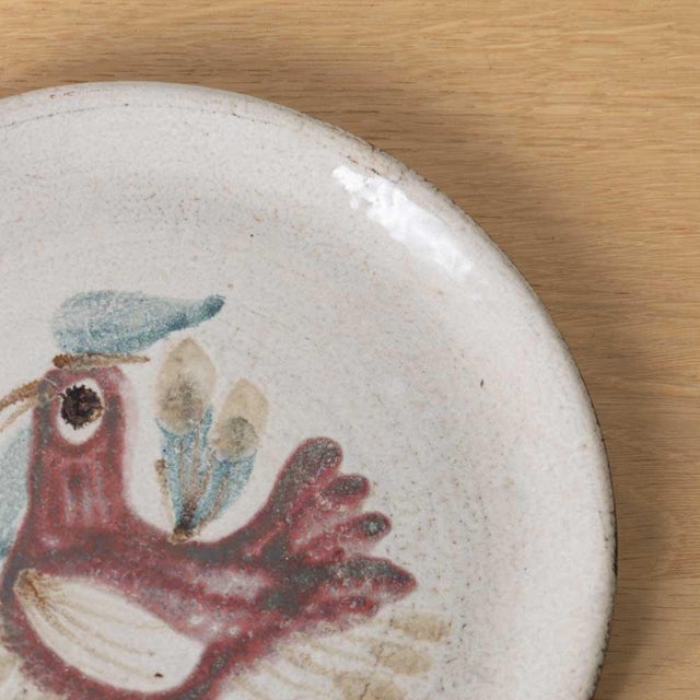 1960s 1960s French Ceramic Painted Rooster Plate by Gustave Reynaud For Sale - Image 5 of 8
